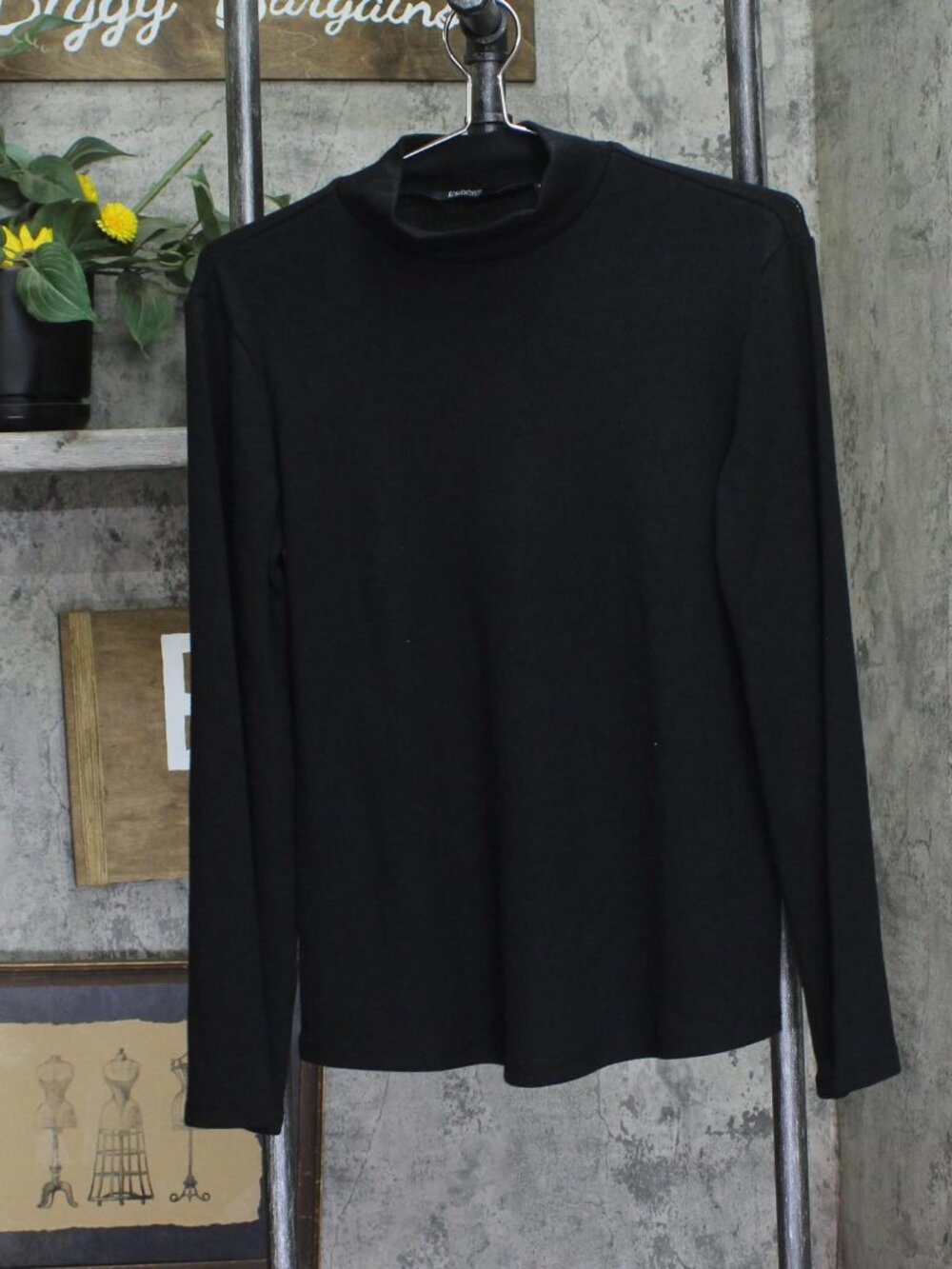 NEW Dennis Basso Luxe Mock Neck Sweater with Bell Sleeves A672919 Black 2XS